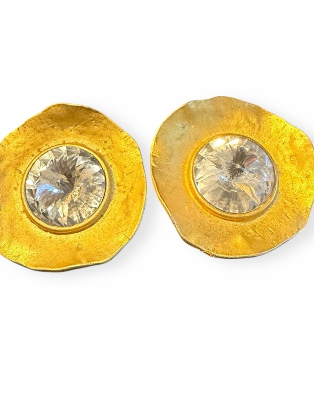 Vintage Norma Jean Gold Tone Crystal Statement Clip Earrings
